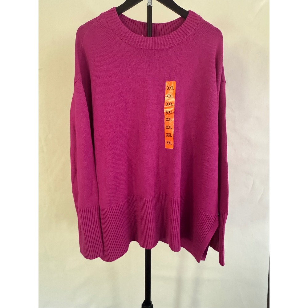 Gap XXL NWT Fuchsia Pink 100% Cotton Crewneck Split Hem Sweater